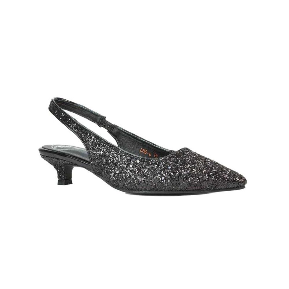 XY London Womens/Ladies Gerri Glitter Sling Back Kitten Heel Court Pumps / Gold